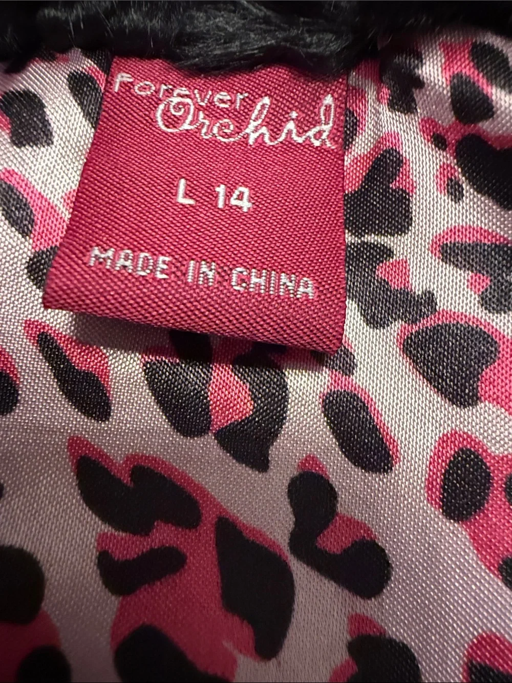 Girls' Black Faux Fur Vest with Pink Leopard Lining